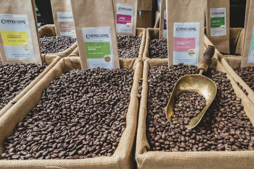 Various coffee beans on sale