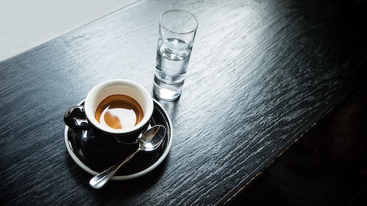 Corretto, the "corrected" Irish coffee, an espresso with grappa. 