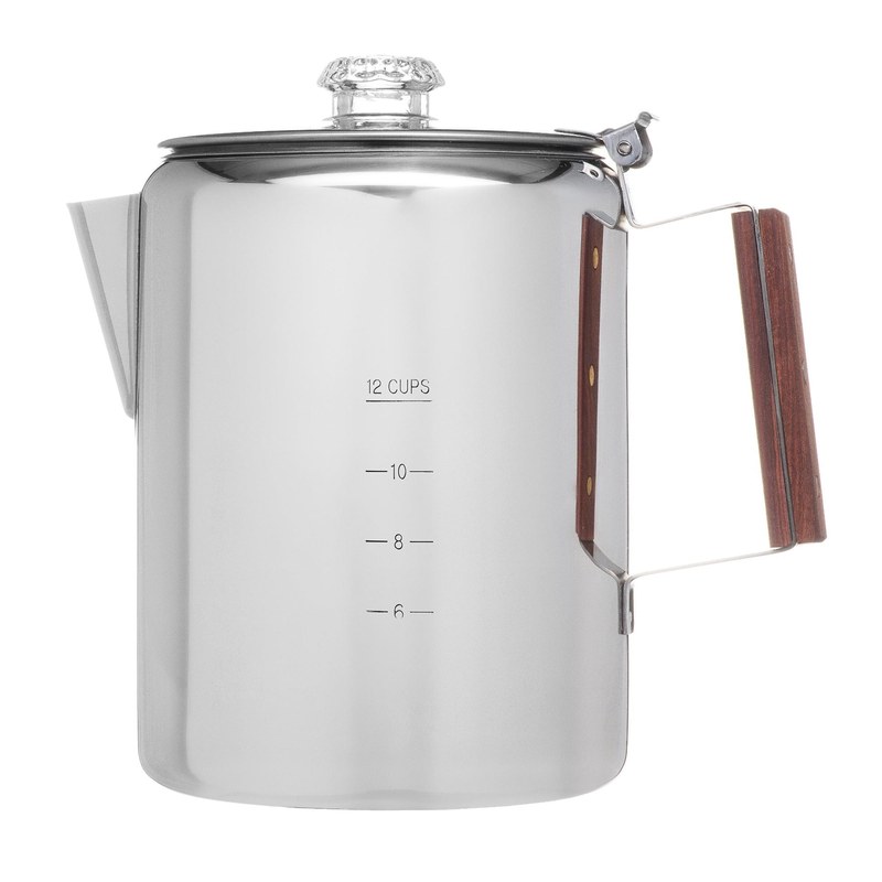 COLETTI Bozeman 12-Cup Stainless Steel Stovetop Percolator. Image source: COLETTI
