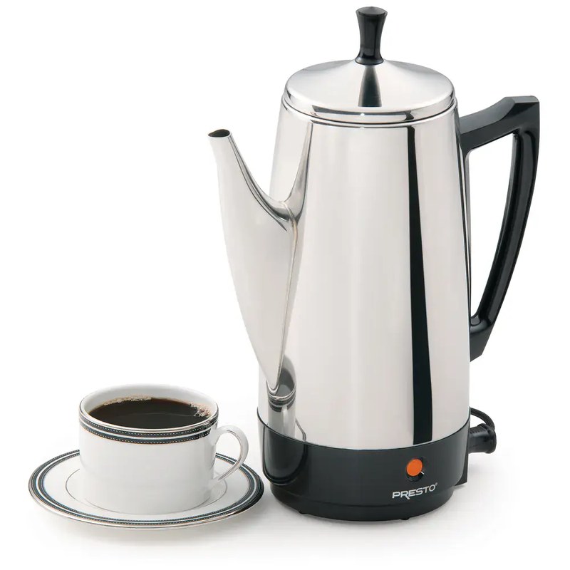 Presto 02811 12-Cup Stainless Steel Coffee Percolator. Image source: Presto