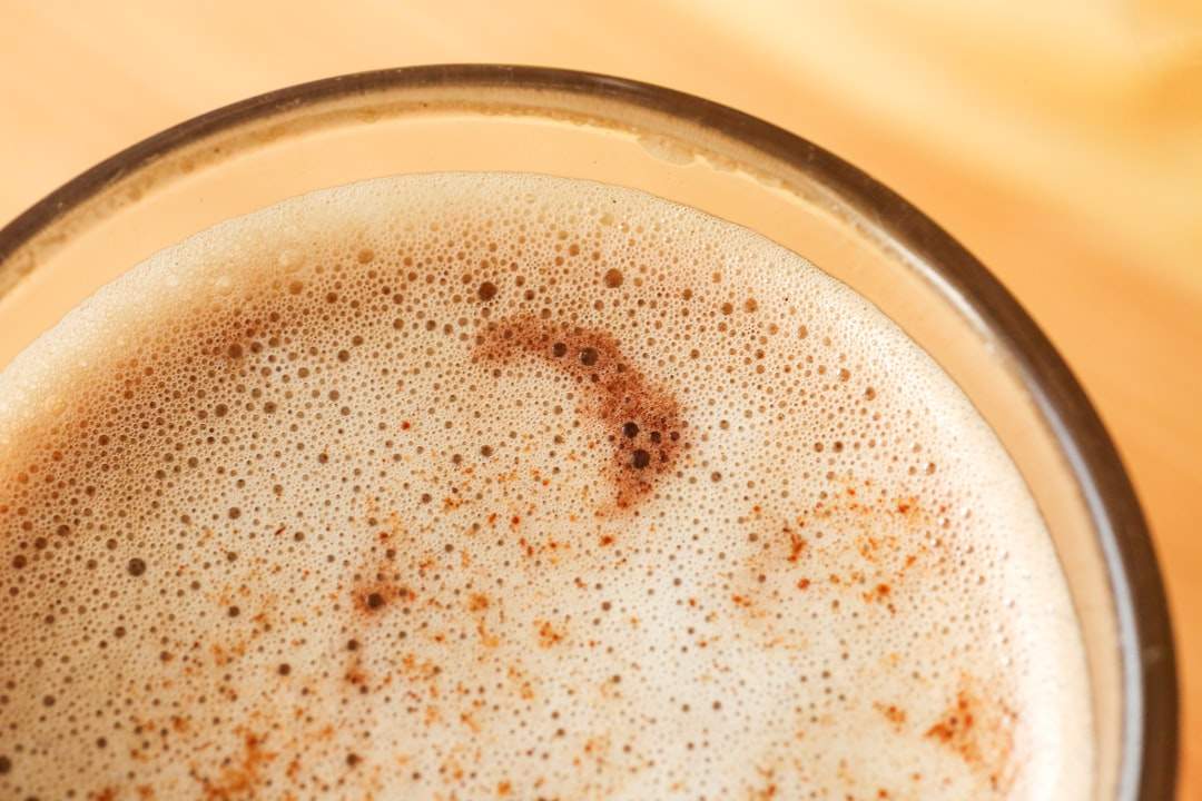 Close-up of thick whipped dalgona coffee foam
