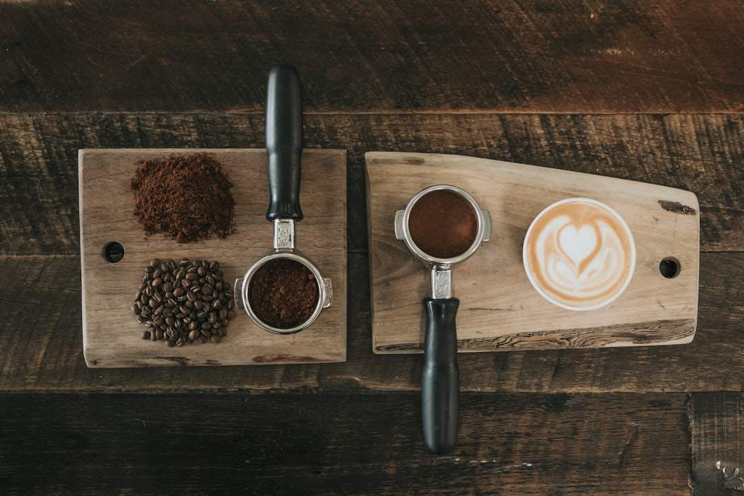 Fresh coffee beans and ground coffee