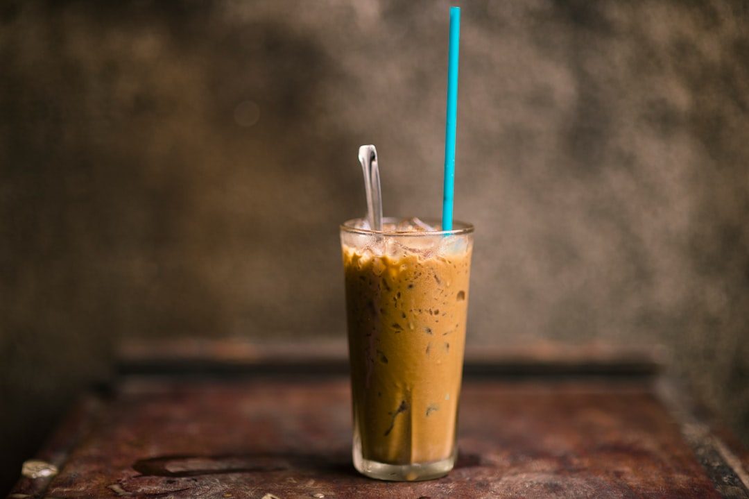 A glass of iced protein coffee
